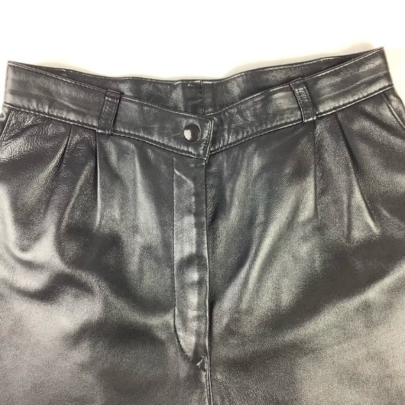 VINTAGE PLEATED TAPERED LEATHER PANTS - Picture 4 of 10